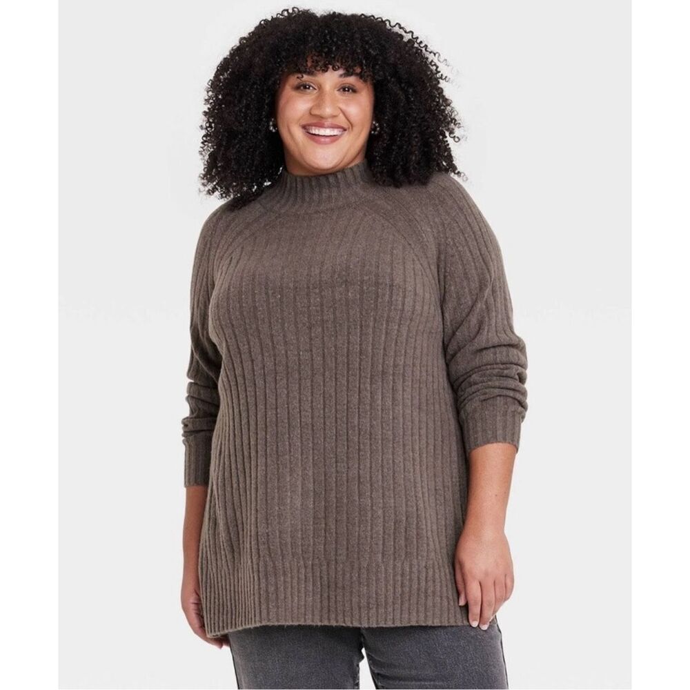 Ava & Viv NWT size 4X brown cozy mock neck sweater - Picture 2 of 8